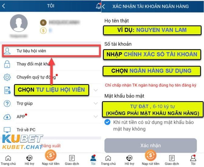 Cách đăng ký Kubet nhận ngay 588k nhanh chóng nhất 5 Bổ sung thông tin ngân hàng hội viên