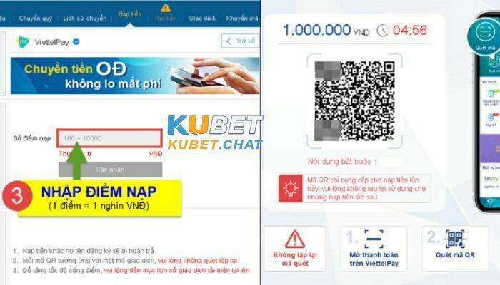 Hướng dẫn cách nạp tiền Kubet đầy đủ, chi tiết nhất 13 Hướng dẫn nạp tiền vào Kubet trên máy tính bằng Viettel Pay