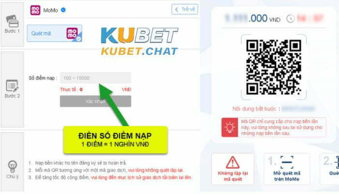 Hướng dẫn cách nạp tiền Kubet đầy đủ, chi tiết nhất 12 Nhập số điểm cần nạp