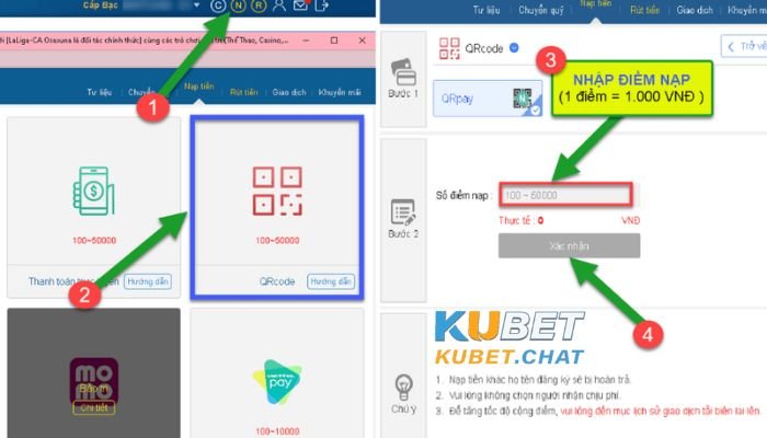 Hướng dẫn cách nạp tiền Kubet đầy đủ, chi tiết nhất 8 Nạp tiền bằng cách quét QR code trên máy tính
