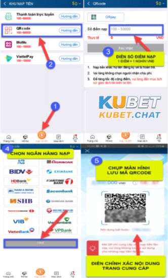 Hướng dẫn cách nạp tiền Kubet đầy đủ, chi tiết nhất 1 Nạp tiền Kubet bằng cách quét QR code