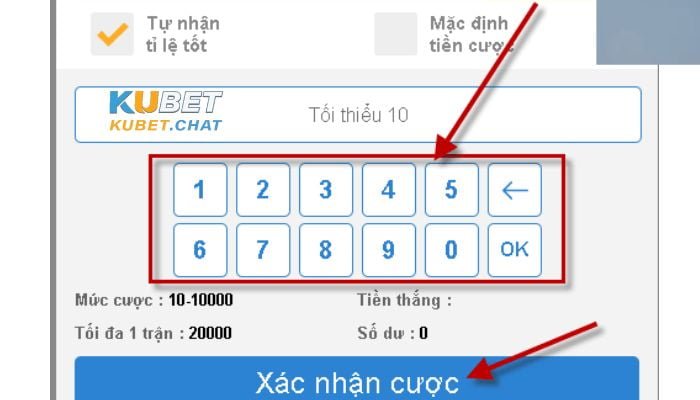 Cá cược bóng đá kubet - Hướng dẫn chi tiết cho người chơi mới 3 Nhập số điểm cược